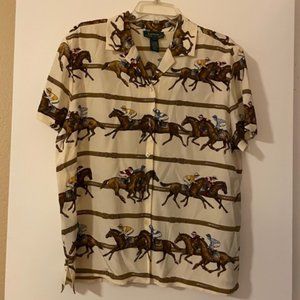 Ladies Large Ralph Lauren short sleeved silk shirt